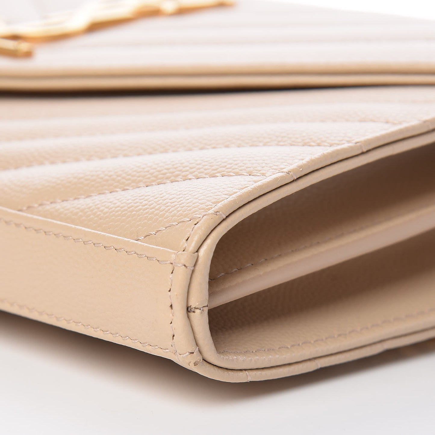 Grain De Poudre Matelasse Chevron Monogram Chain Wallet Nude Powder