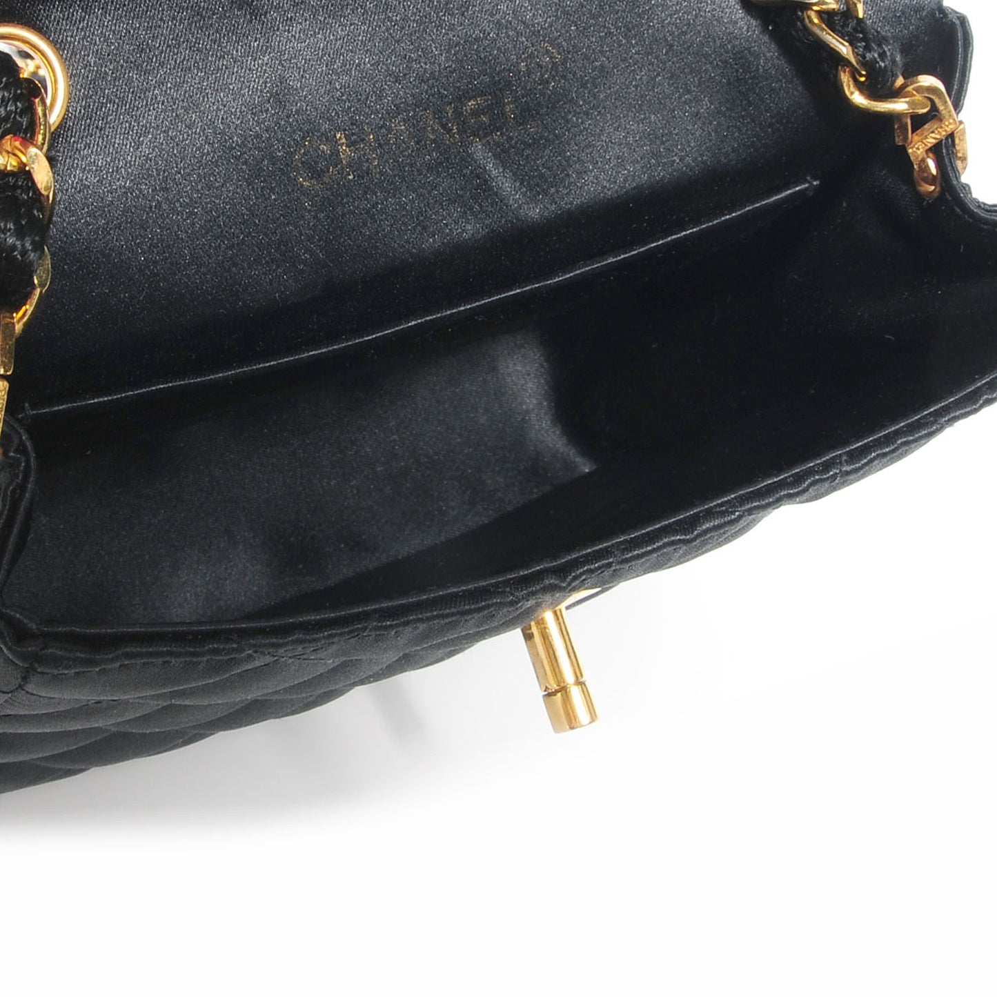 Satin Calfskin Quilted Bi-Color Mini Flap Black Gold