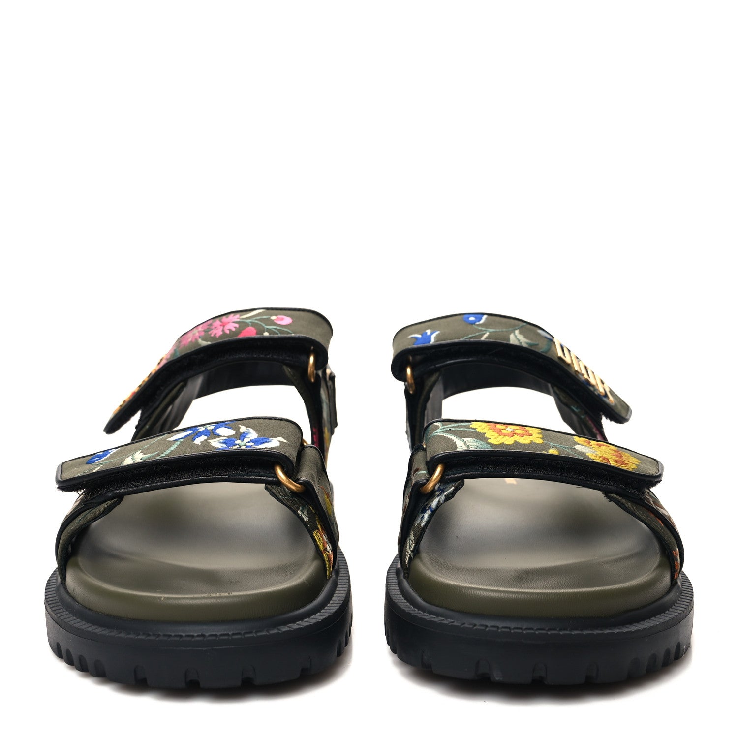 Christian Dior Technical Fabric Petites Fleurs Print Dioract Sandals 37 Kaki 2 of 10