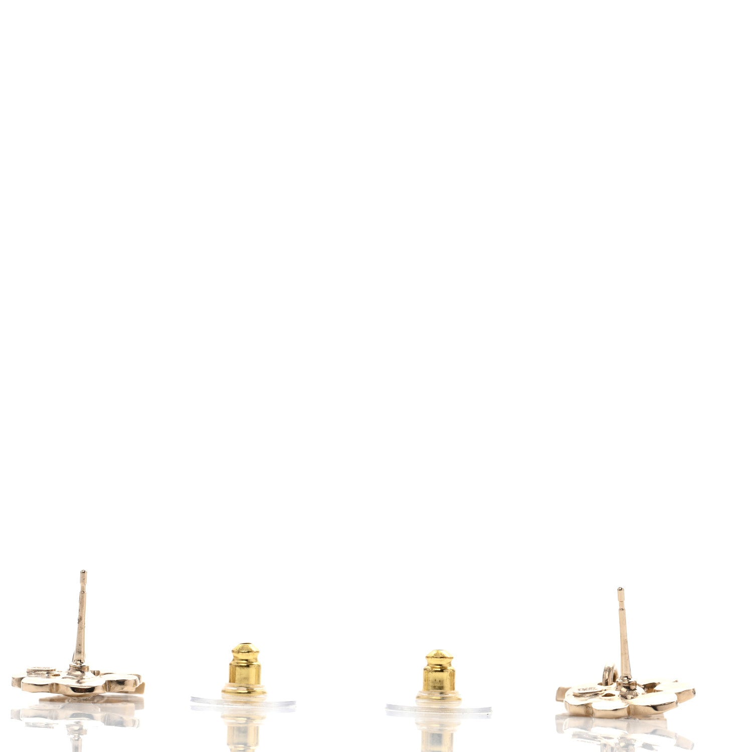 Chanel Crystal CC Flower Drop Earrings Gold 3 of 5