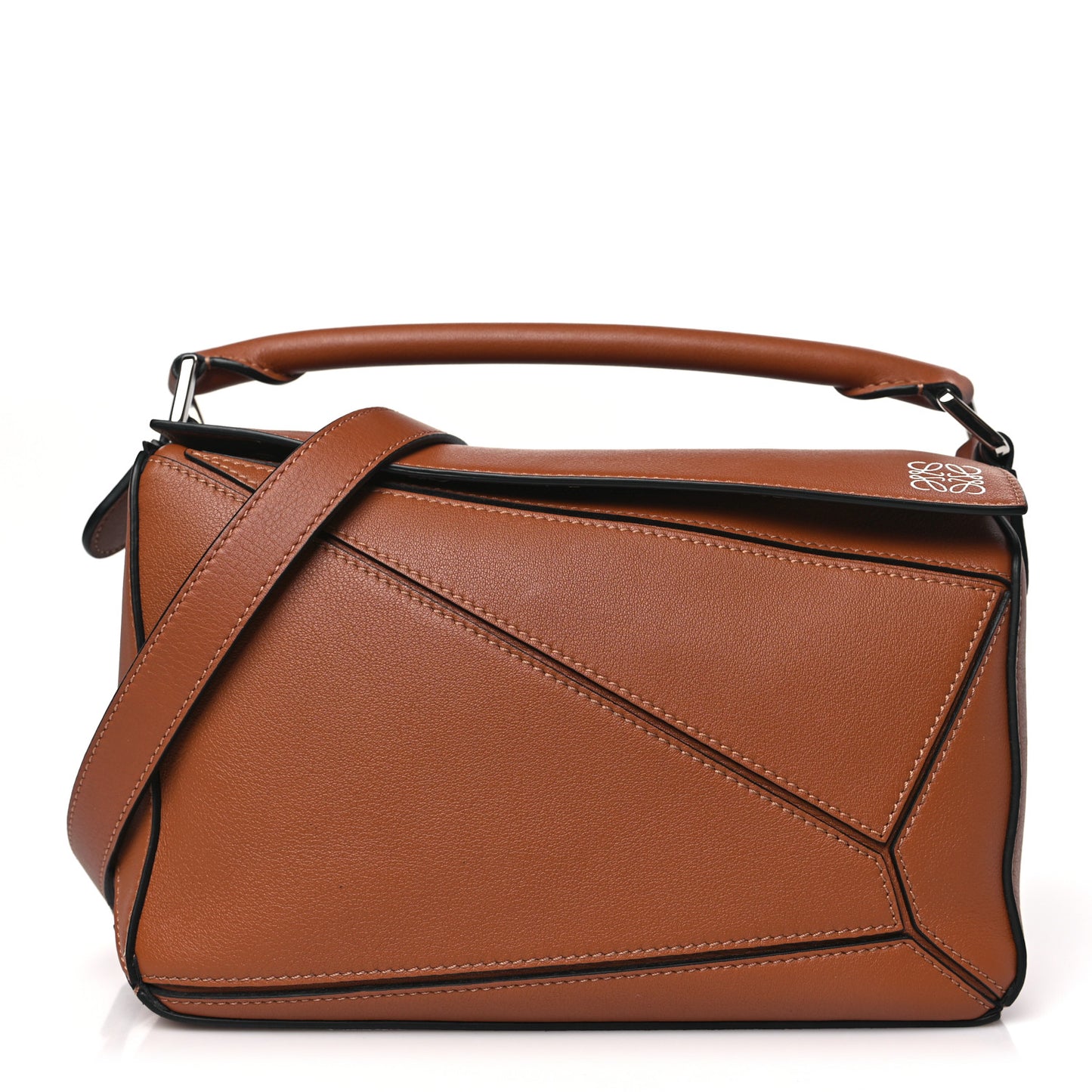 Grained Calfskin Small Puzzle Bag Tan