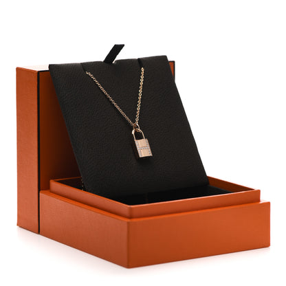 Hermes 18K Rose Gold Diamond Amulettes Cadenas Pendant Necklace 5 of 5
