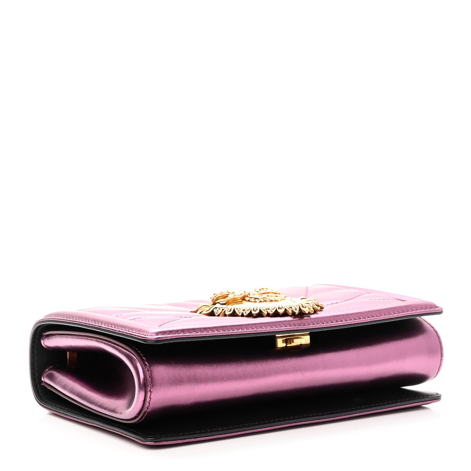 Dolce & Gabbana Metallic Calfskin Medium Devotion Crossbody Bag Wine 3 of 11