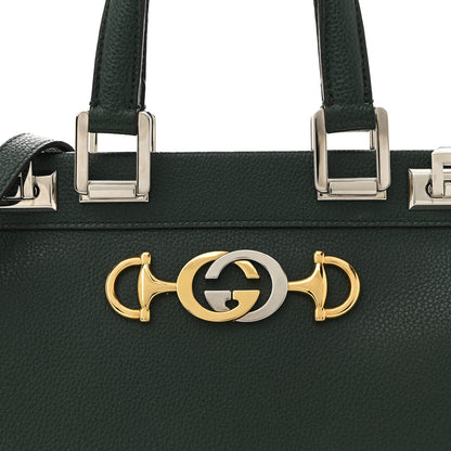 Gucci Grainy Calfskin Small Zumi Top Handle Bag Vintage Green 8 of 12