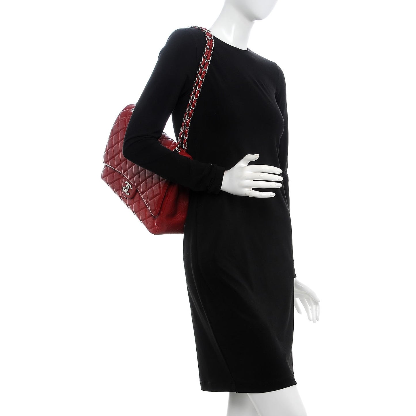 Caviar Quilted Maxi Double Flap Red
