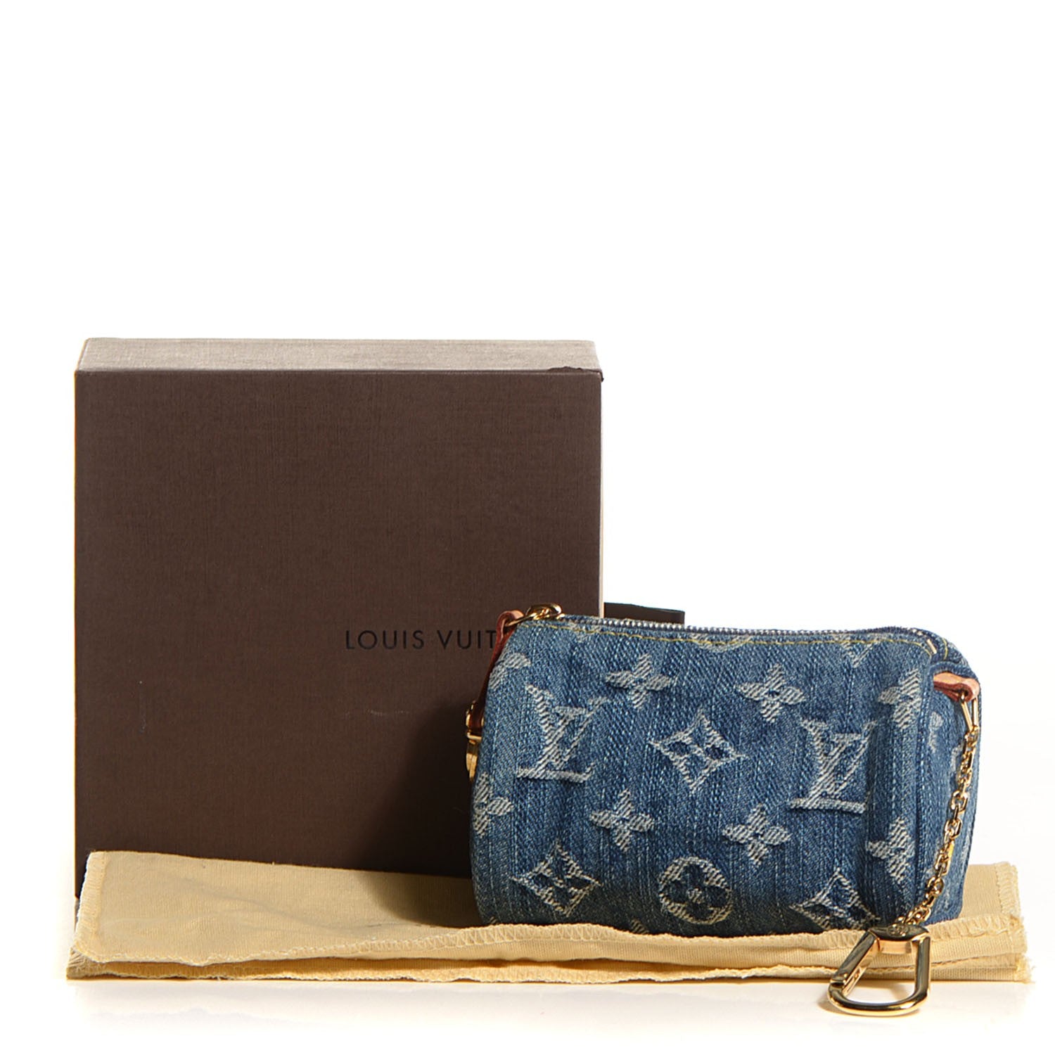 Louis Vuitton Monogram Denim Pochette Speedy PM Key Holder Blue 6 of 7