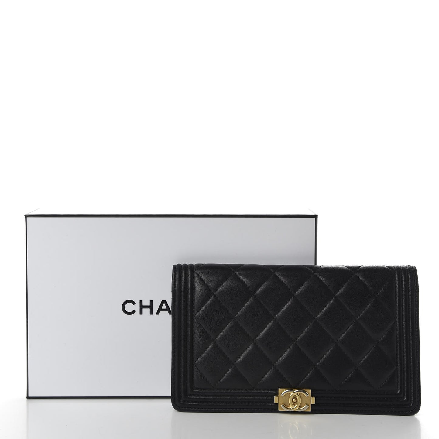 Lambskin Quilted Boy Yen Wallet Black