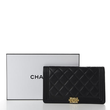 Chanel Lambskin Quilted Boy Yen Wallet Black 7 of 7