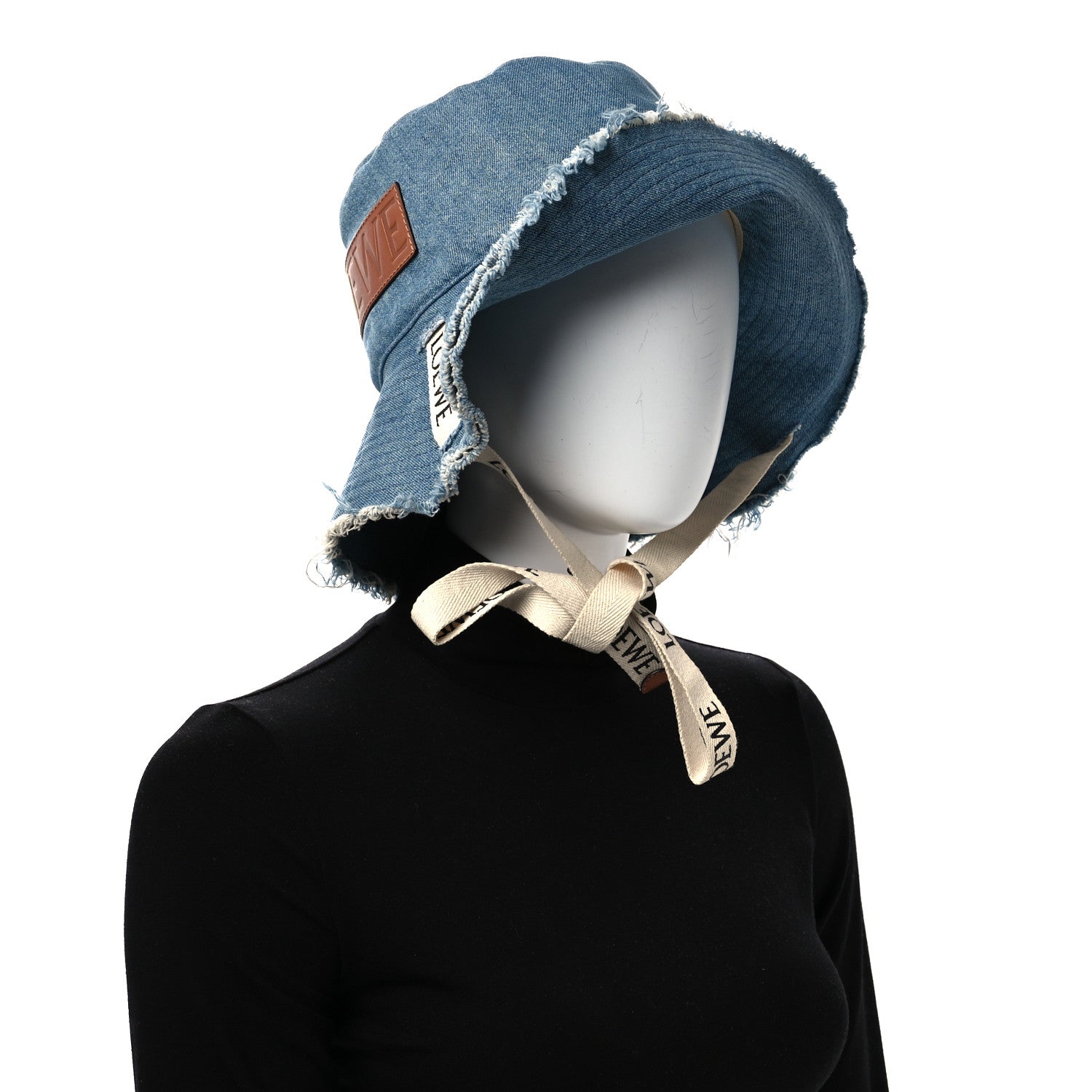 Loewe X PAULA'S IBIZA Denim Frayed Fisherman Bucket Hat 59 Blue 2 of 9