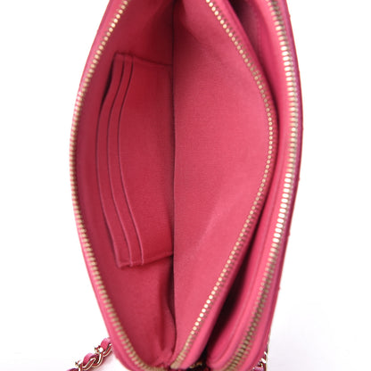 Chanel Lambskin Chevron Quilted Small Clutch With Chain Pink 7 of 13