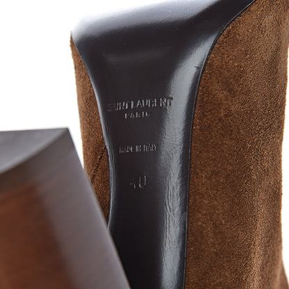 Saint Laurent Suede Loulou Ankle 95 Zip Boot 40 Dark Brown 7 of 10