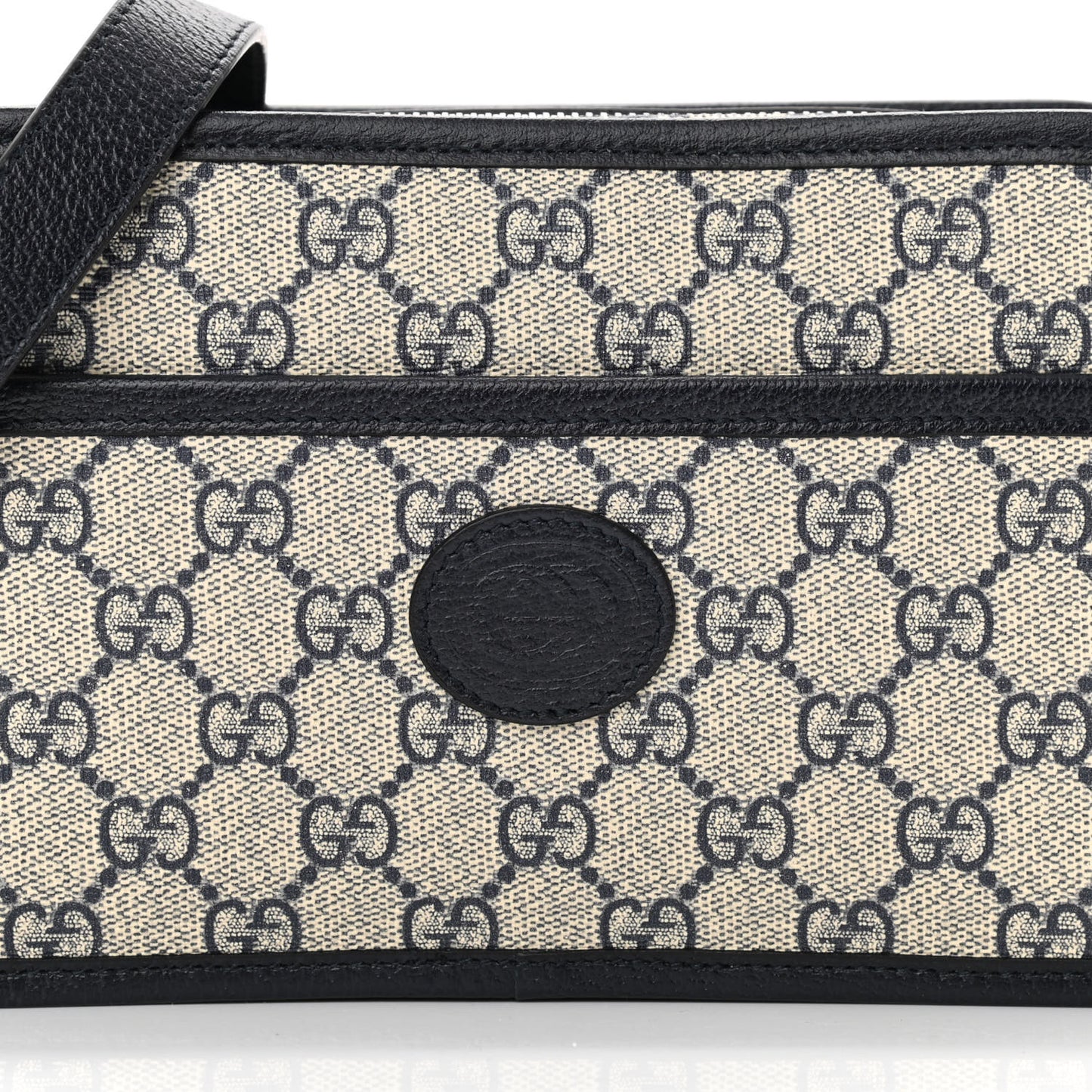 GG Supreme Monogram Textured Dollar Calfskin Mini Retro Interlocking G Shoulder Bag Beige Blue