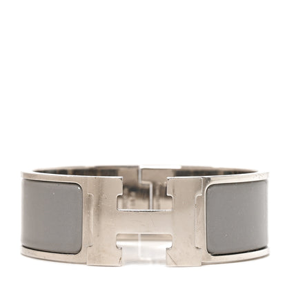 Hermes Enamel Wide Clic Clac H Bracelet GM Gris Macadam 1 of 5