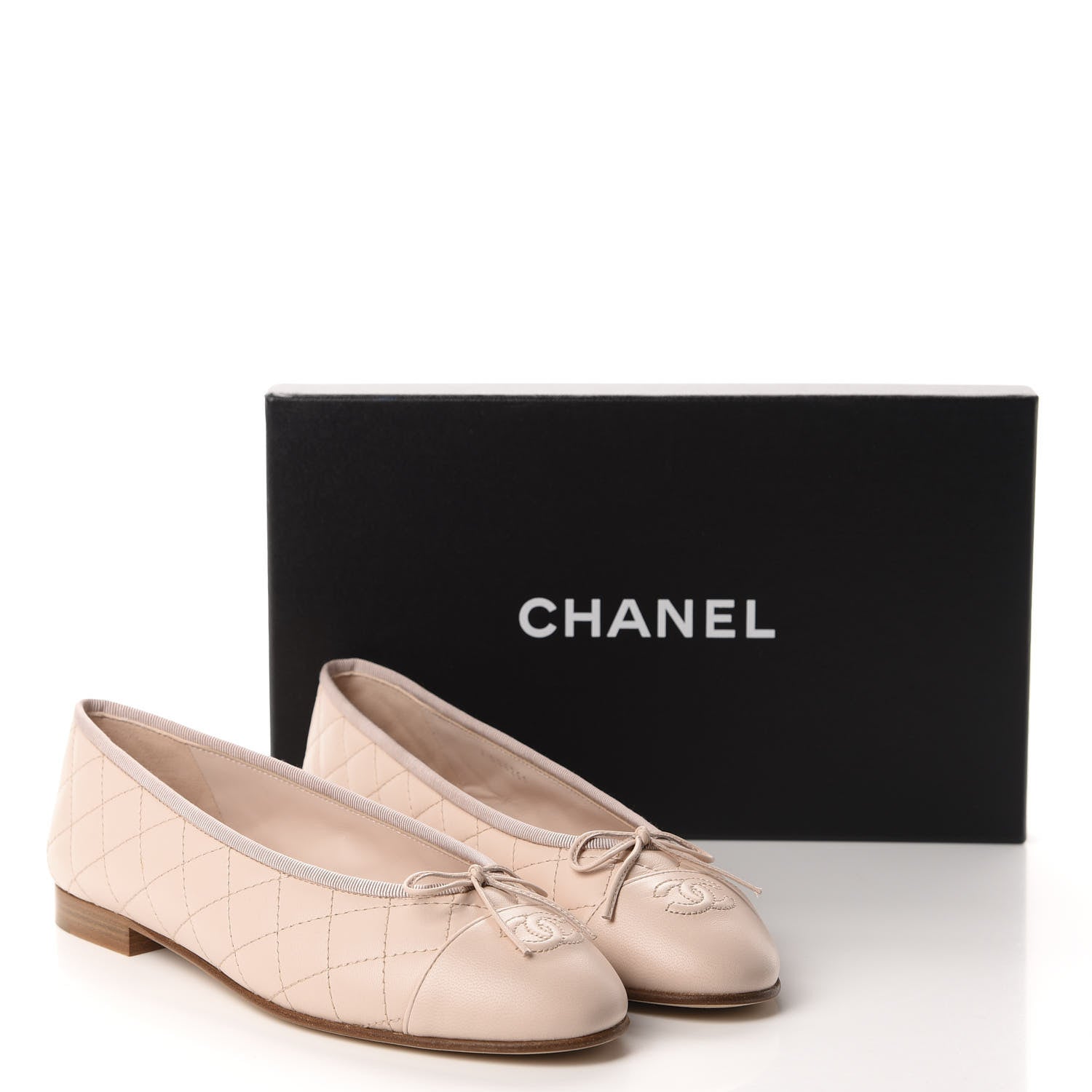 Chanel Lambskin Quilted Cap Toe Ballerina Flats 40 Beige 10 of 10