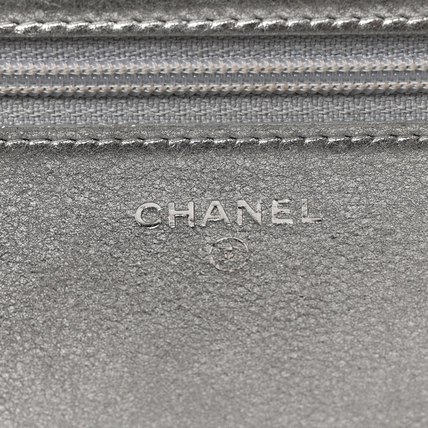 Metallic Galuchat Stingray Lambskin Boy Wallet On Chain WOC Silver