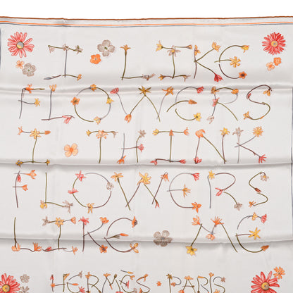 Hermes Silk I Like Flowers Scarf 90 Creme Orange Brun 5 of 5
