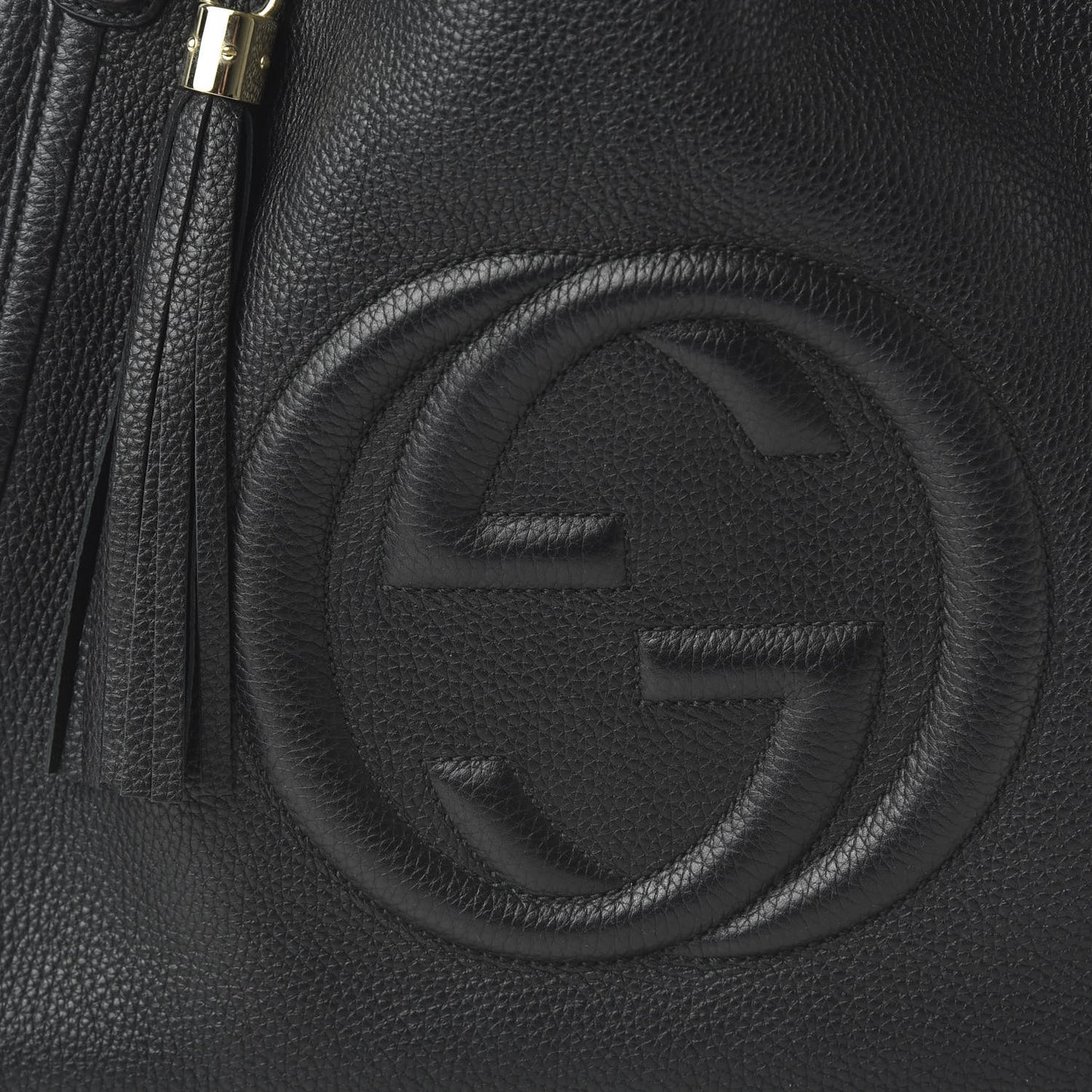 Pebbled Calfskin Medium Soho Shoulder Bag Black