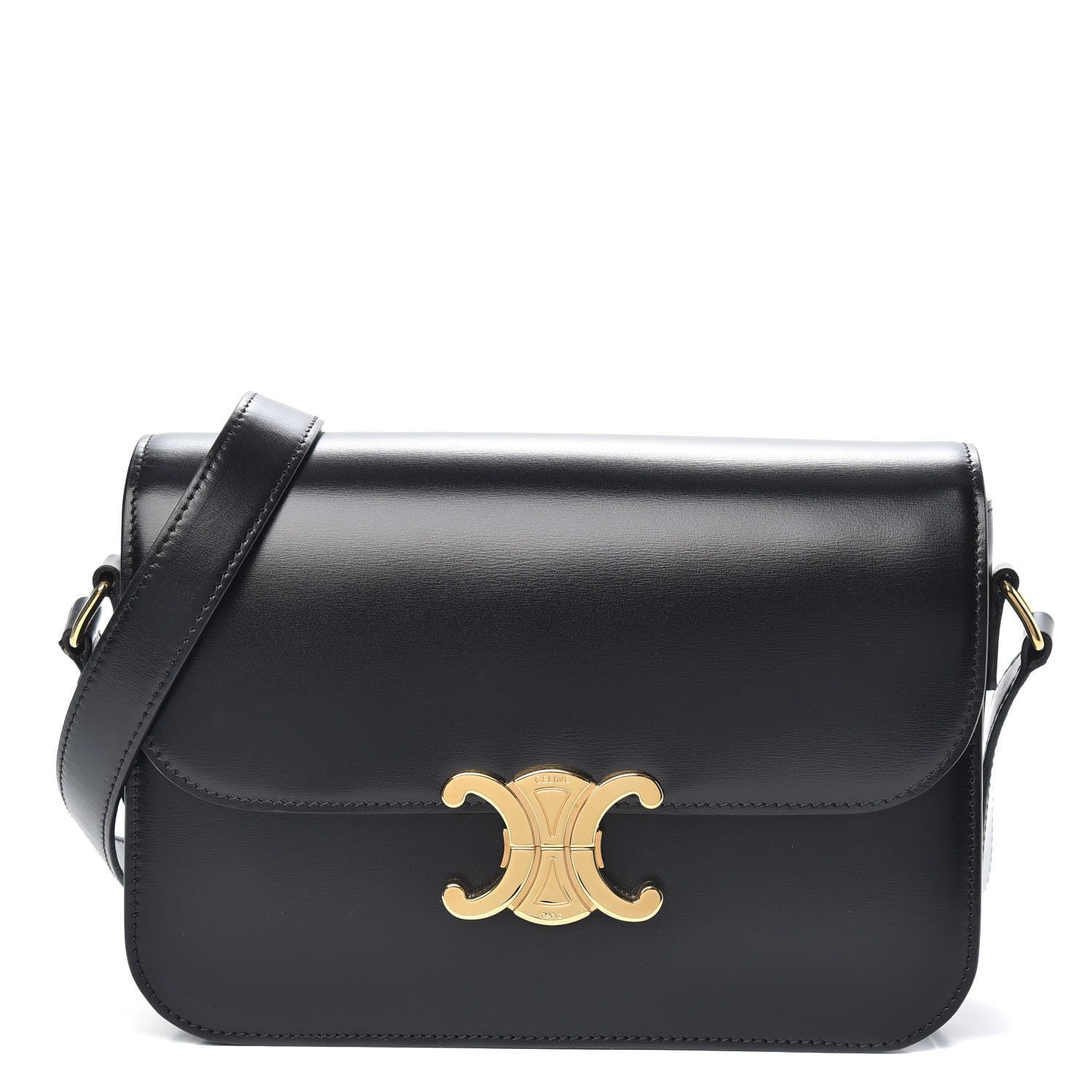 Celine Shiny Calfskin Medium Triomphe Black 1 of 10