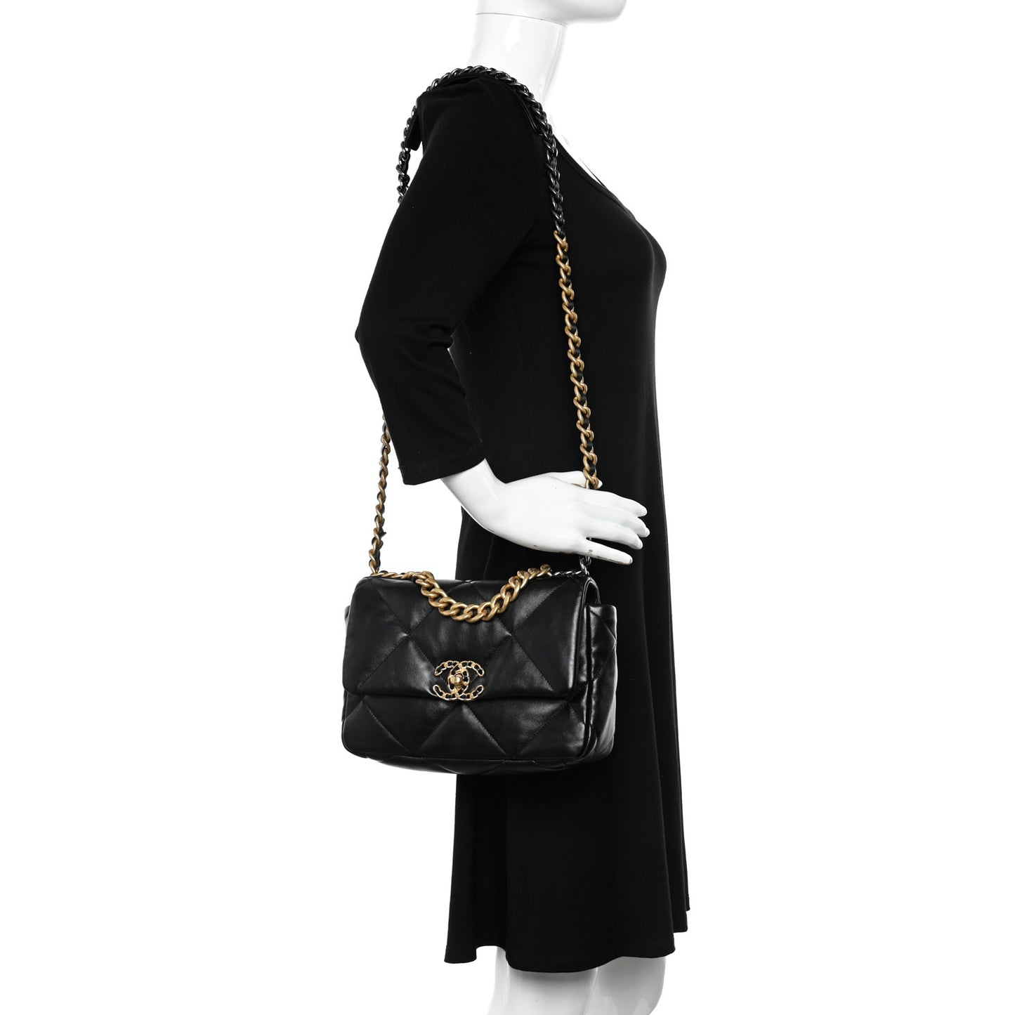 Lambskin Quilted Medium Chanel 19 Flap Black