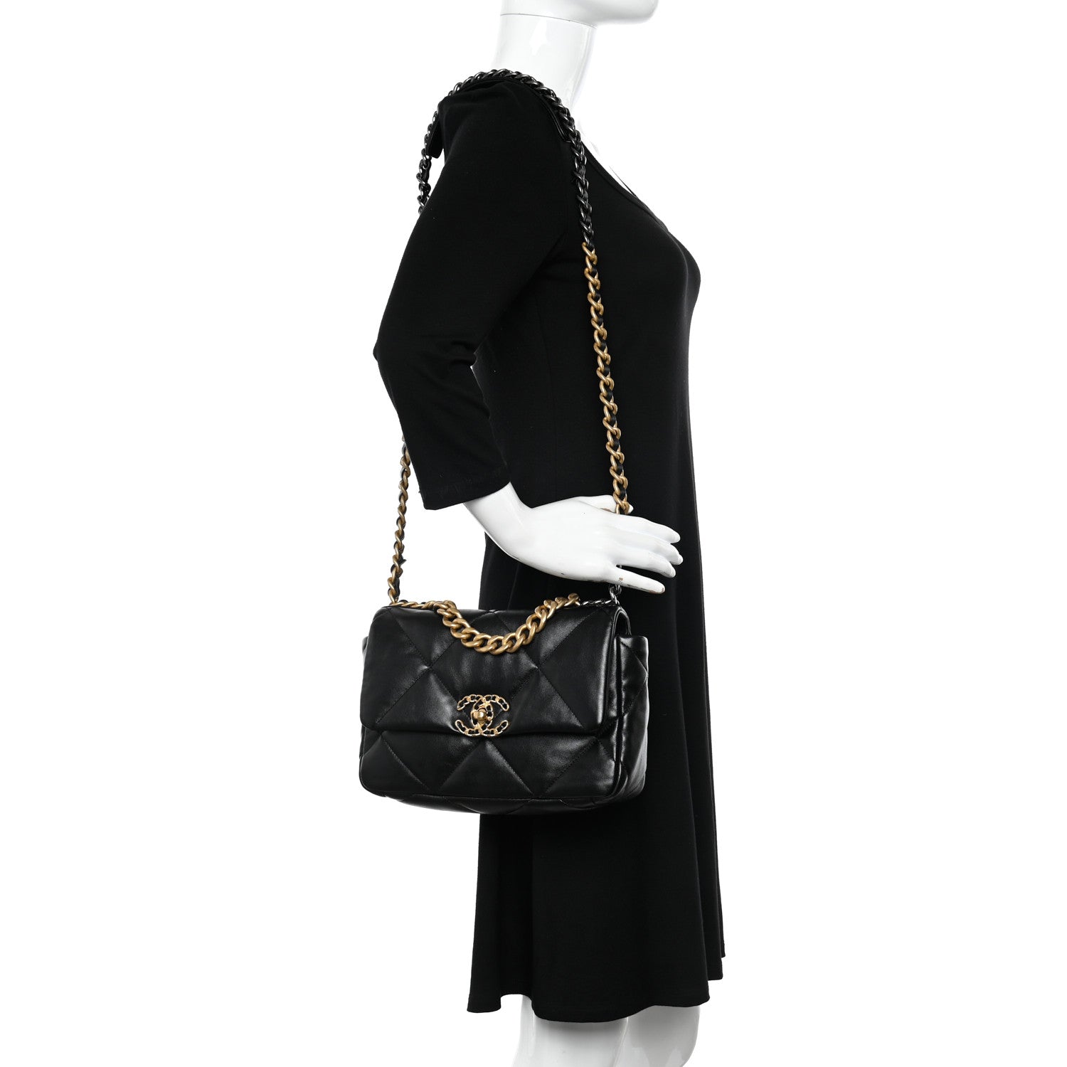 Chanel Lambskin Quilted Medium Chanel 19 Flap Black 2 of 11