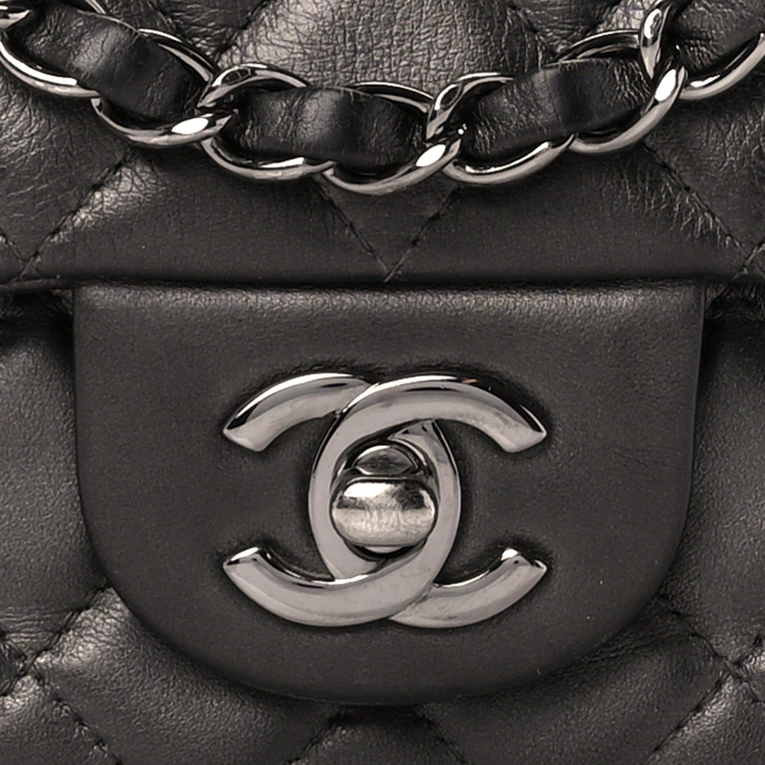 Chanel Metallic Calfskin Quilted Mini Rectangular Flap Grey 9 of 11