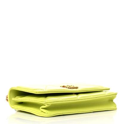 Chanel Shiny Lambskin Quilted Chanel 19 Wallet On Chain WOC Neon Yellow 4 of 12