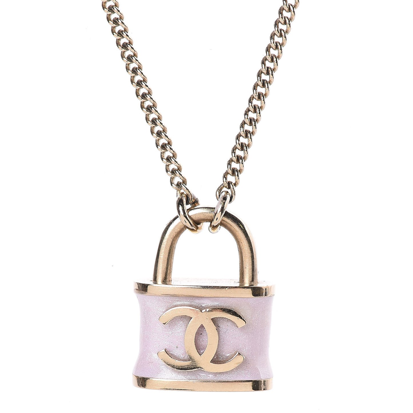 Resin Lock Necklace Pink