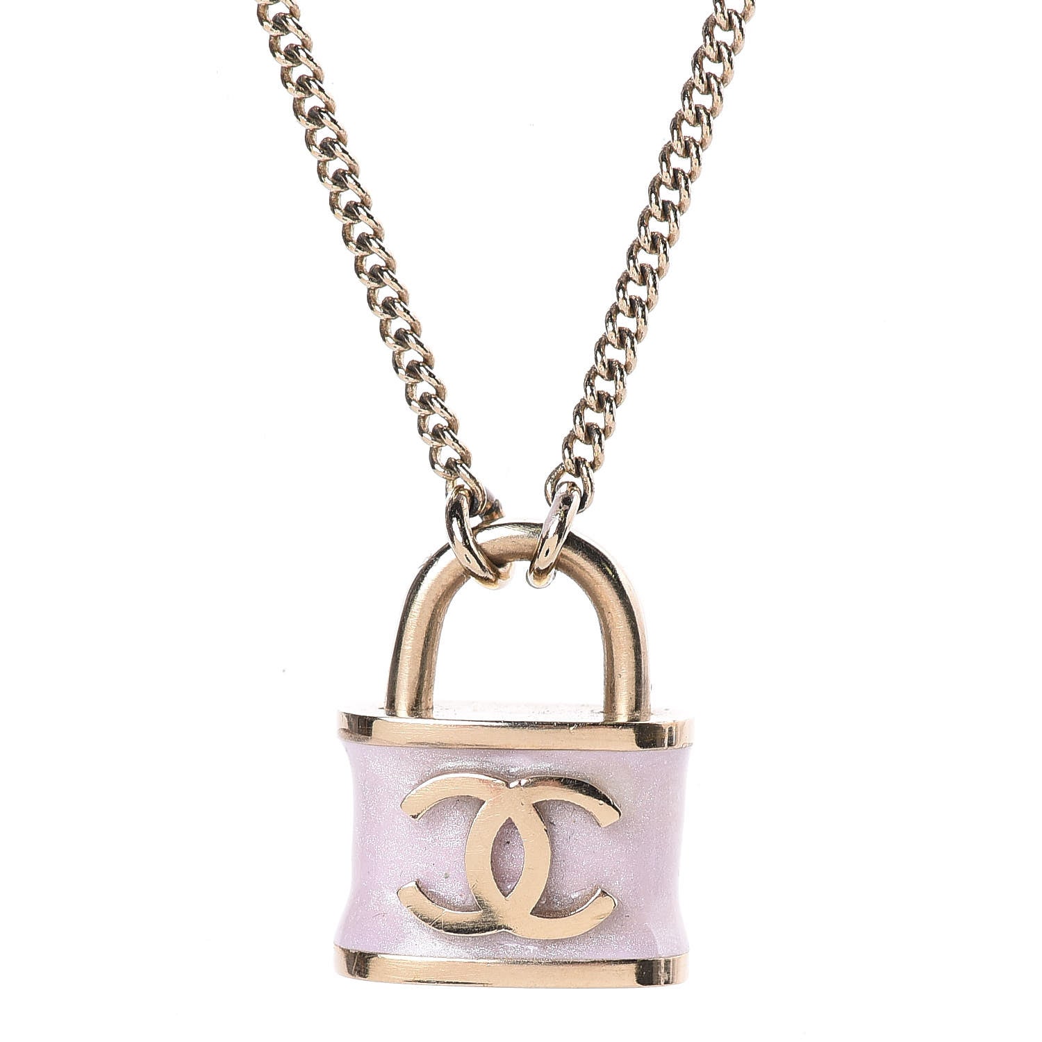 Chanel Resin Lock Necklace Pink 4 of 6
