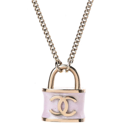Chanel Resin Lock Necklace Pink 4 of 6