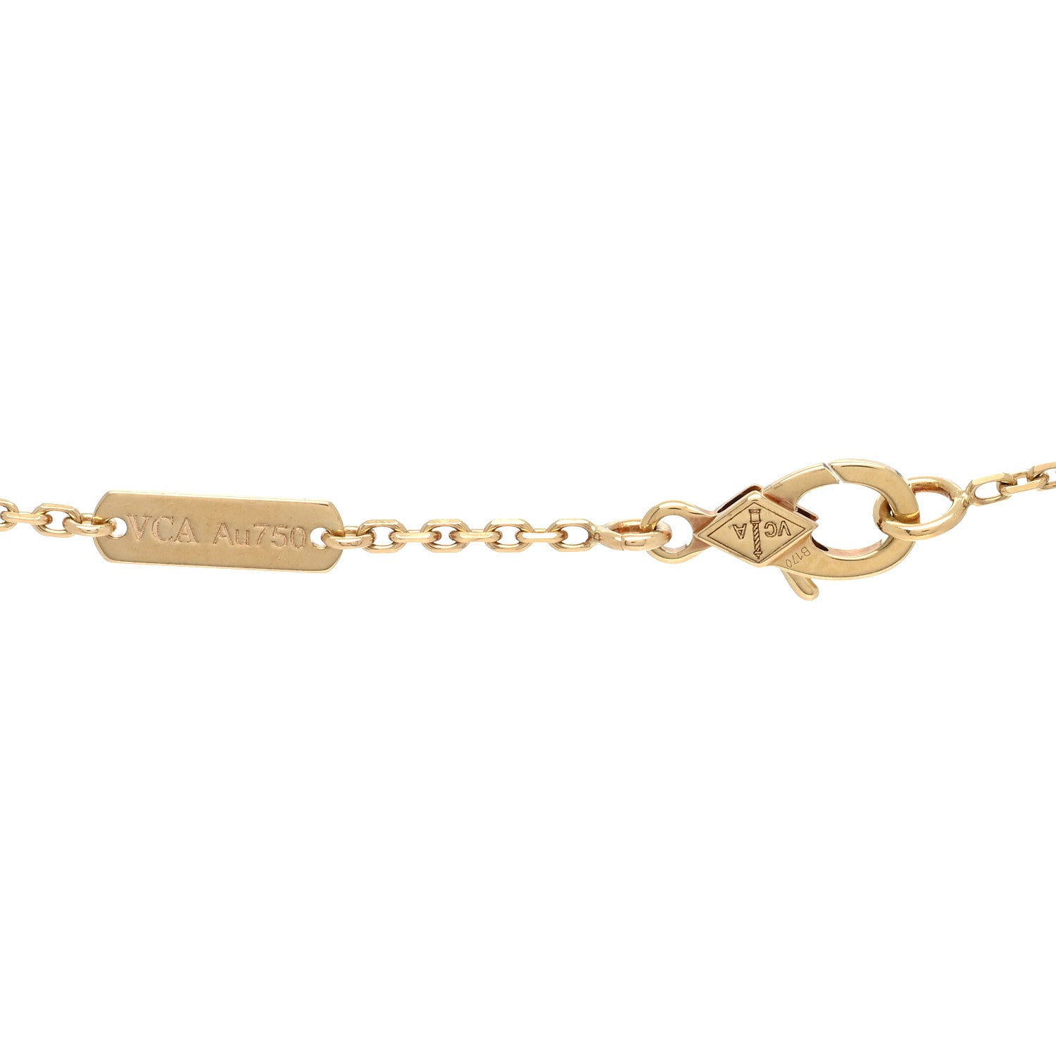 Van Cleef & Arpels 18K Yellow Gold Guilloche Vintage Alhambra Pendant Necklace 4 of 5