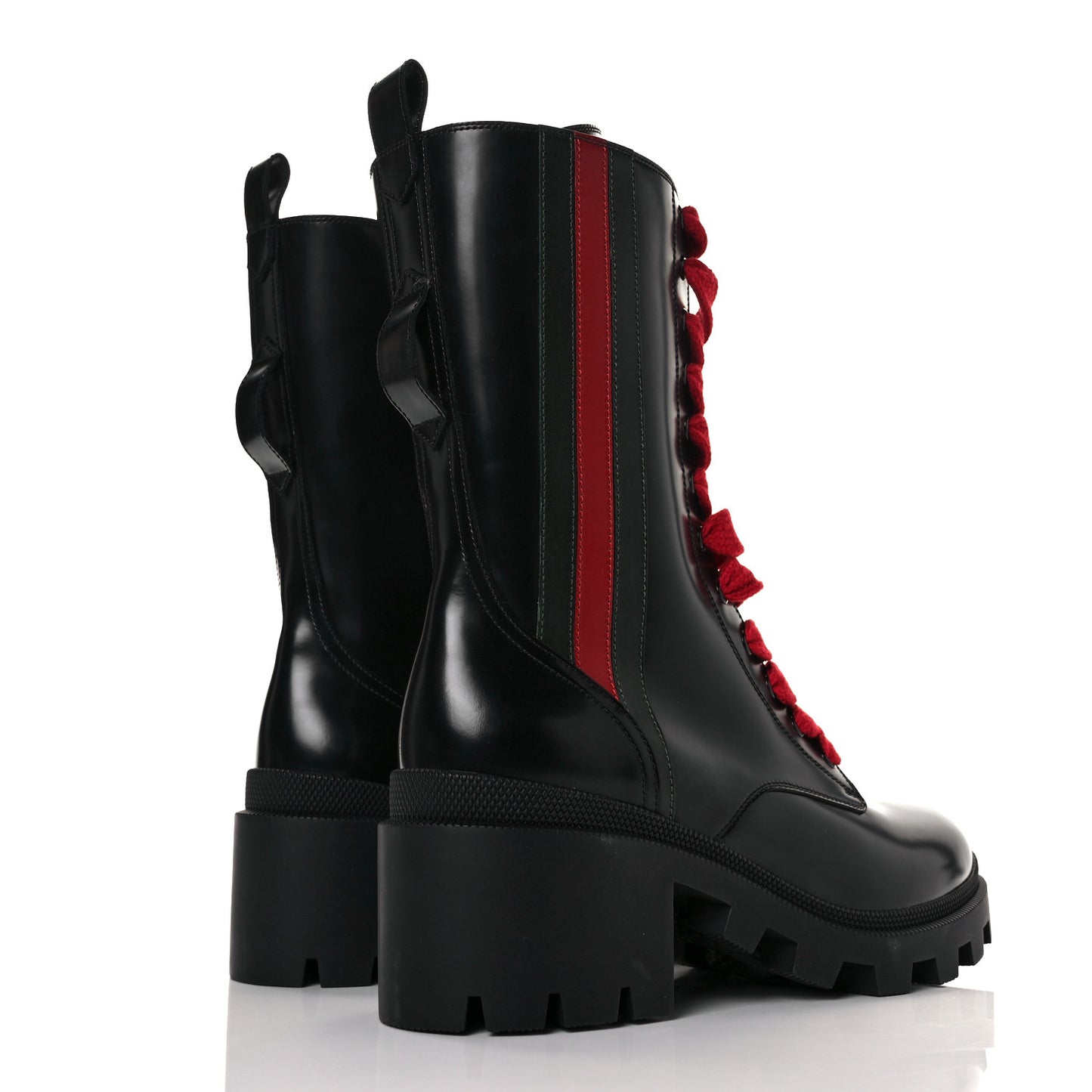 Magnum Calfskin Cirano Lux Web Lace Up Tall Combat Boots 41.5 Black Verde Hibiscus Red