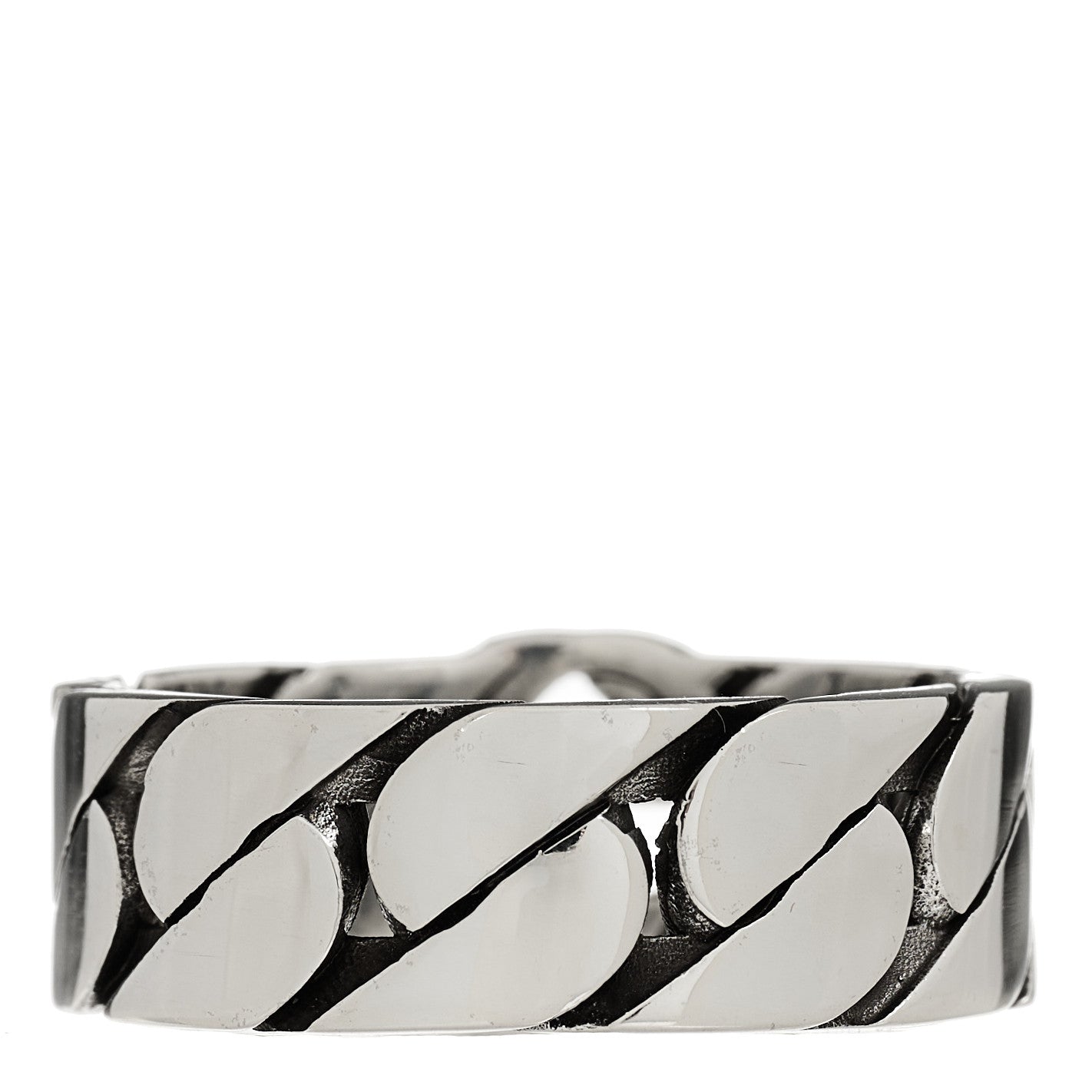 Gucci Sterling Silver Interlocking G Chainlink Wide Band Ring 3 of 5