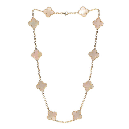 Van Cleef & Arpels 18K Yellow Gold Mother of Pearl 10 Motifs Vintage Alhambra Necklace 4 of 6