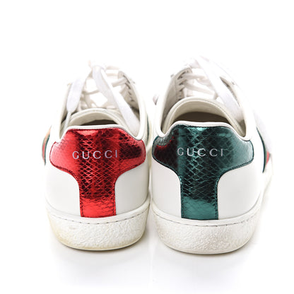 Gucci Calfskin Ayers Bee Embroidered Womens Ace Sneakers 35.5 White Green 5 of 11