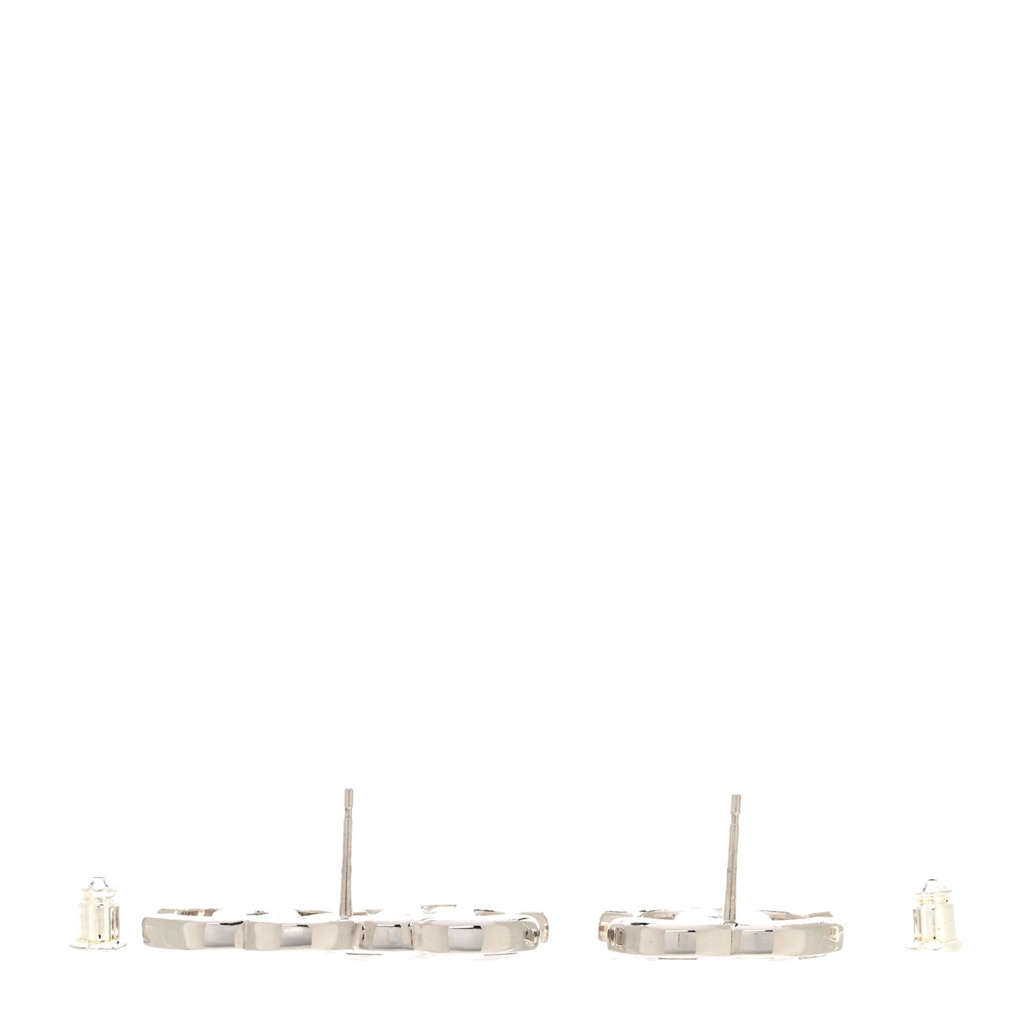 Baguette Crystal Double CC Earrings Silver
