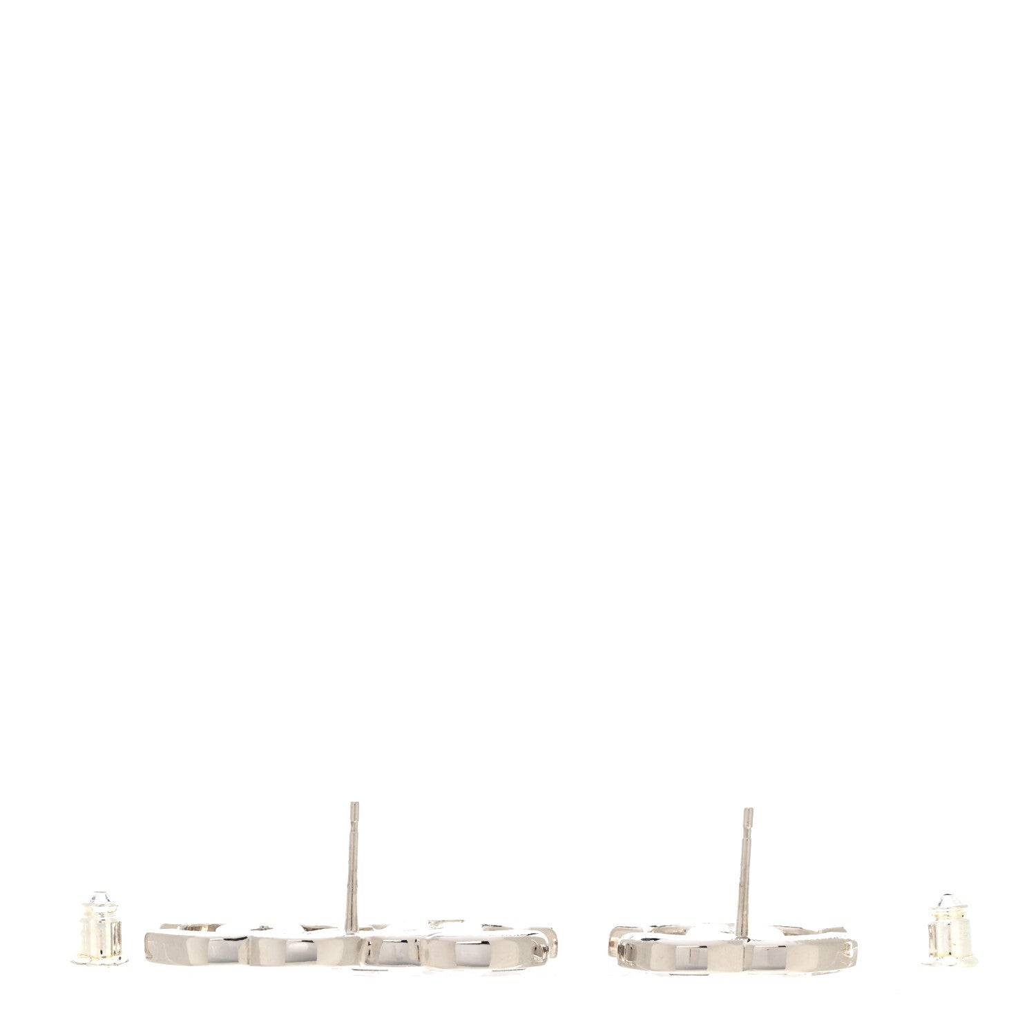 Chanel Baguette Crystal Double CC Earrings Silver 3 of 5