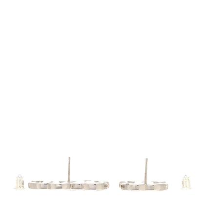 Chanel Baguette Crystal Double CC Earrings Silver 3 of 5