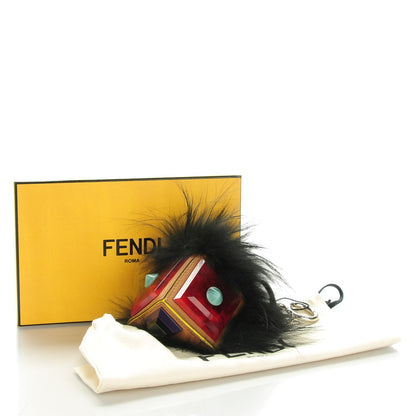 Fendi Fox Fur Plexiglass Geny Monster Bag Bug Charm Black 4 of 5