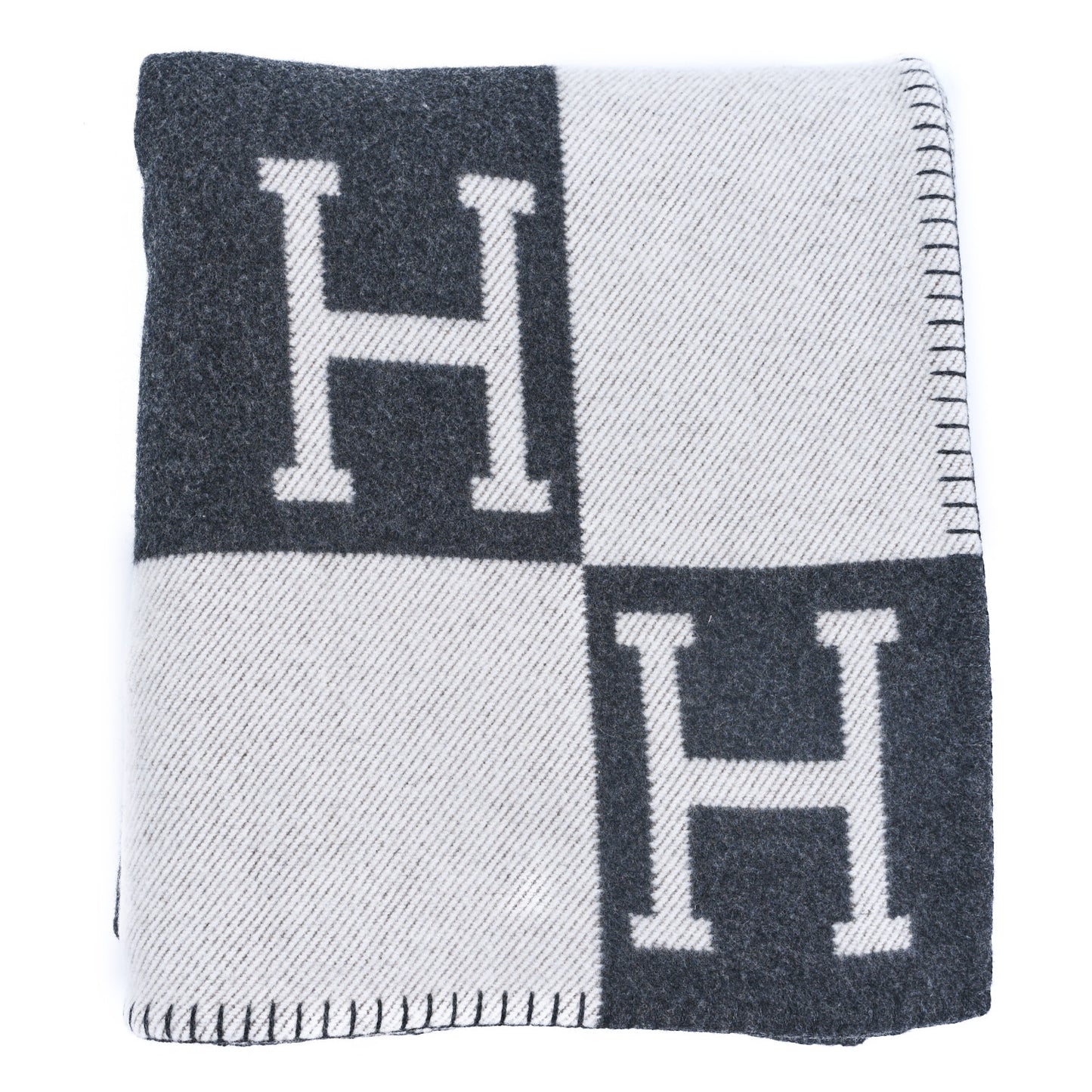Wool Cashmere Avalon Blanket Ecru Gris Fonce