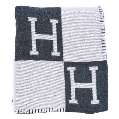 Hermes Wool Cashmere Avalon Blanket Ecru Gris Fonce 1 of 3