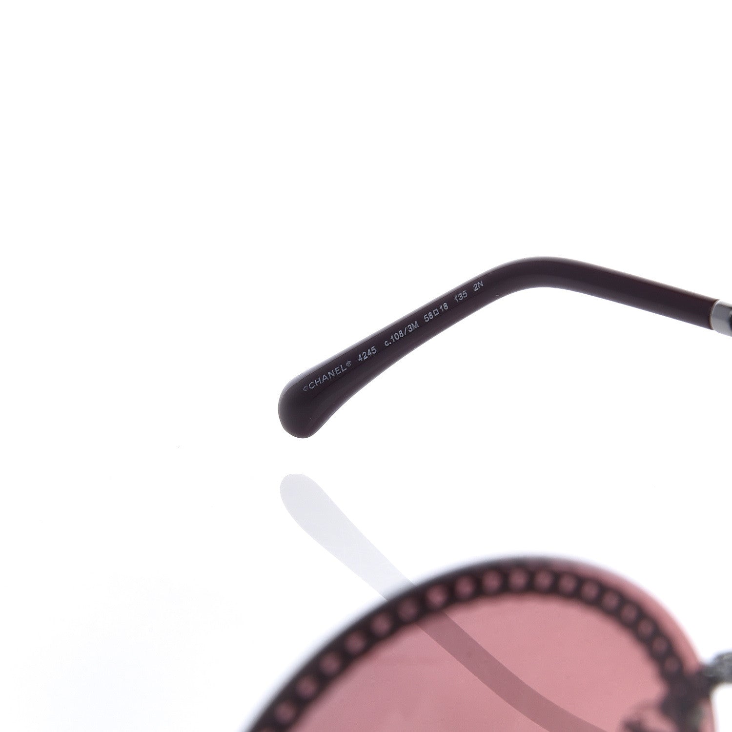 Chanel Round Removable Triple Hanging Chain Sunglasses 4245 Pink Silver 6 of 9