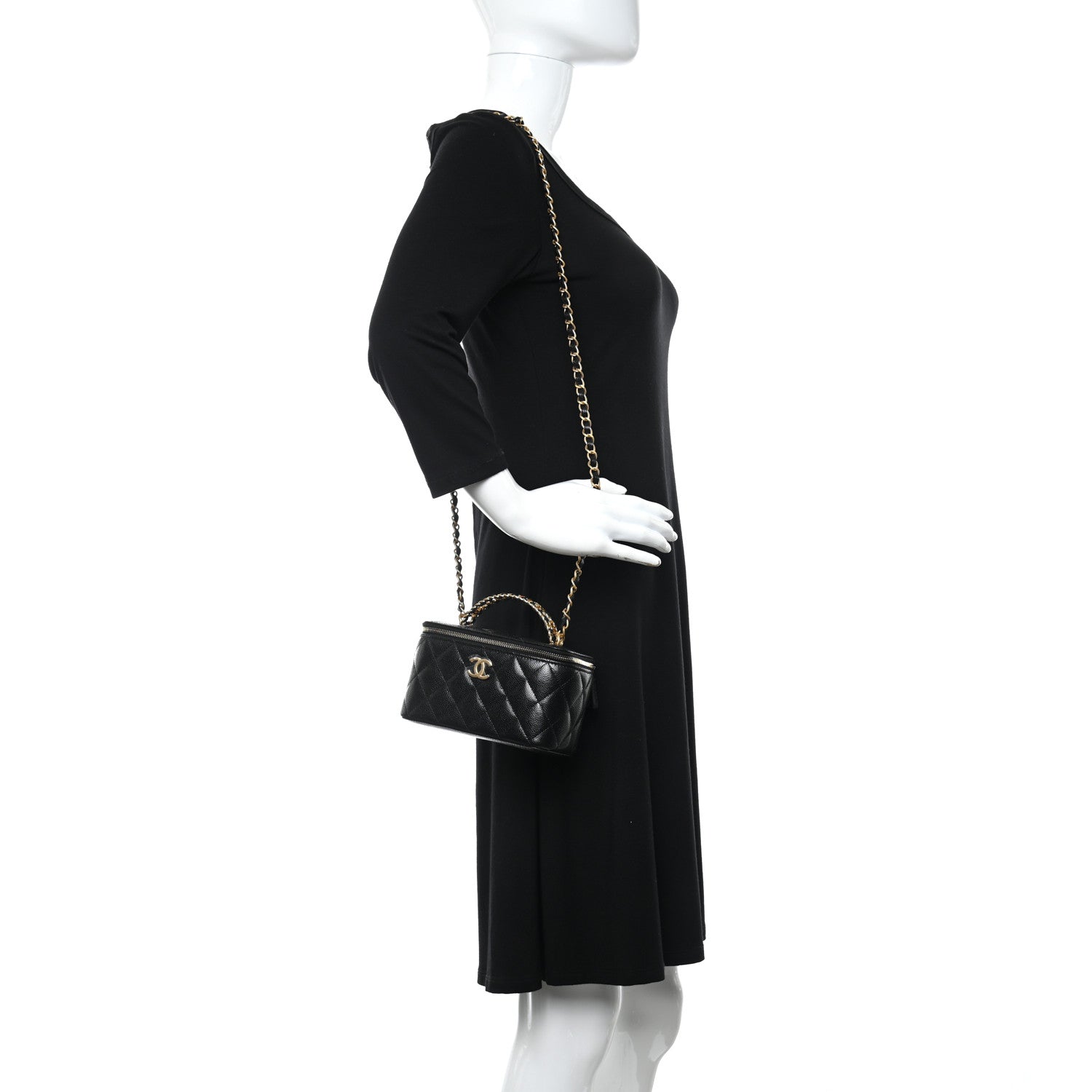 Chanel Shiny Caviar Quilted Pick Me Up Vanity Case Black 2 of 11