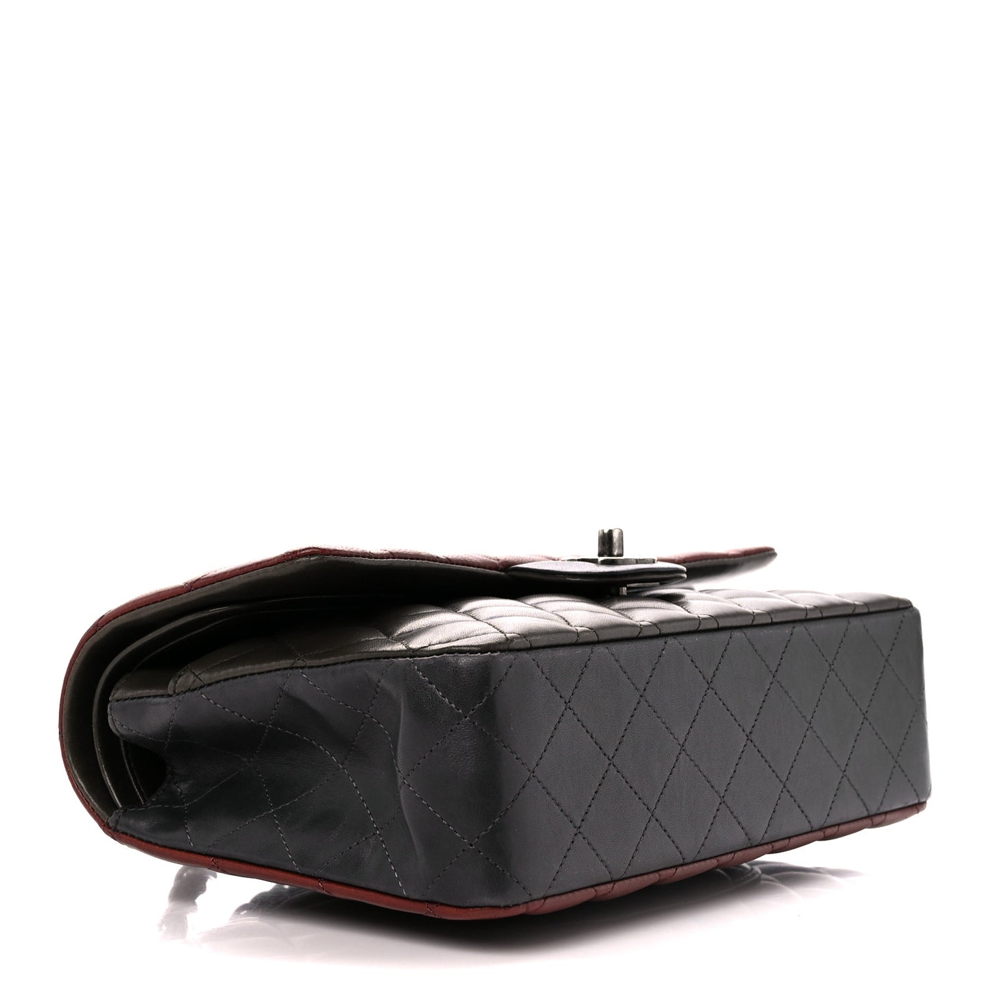 Lambskin Quilted Tri-Color Medium Double Flap Burgundy