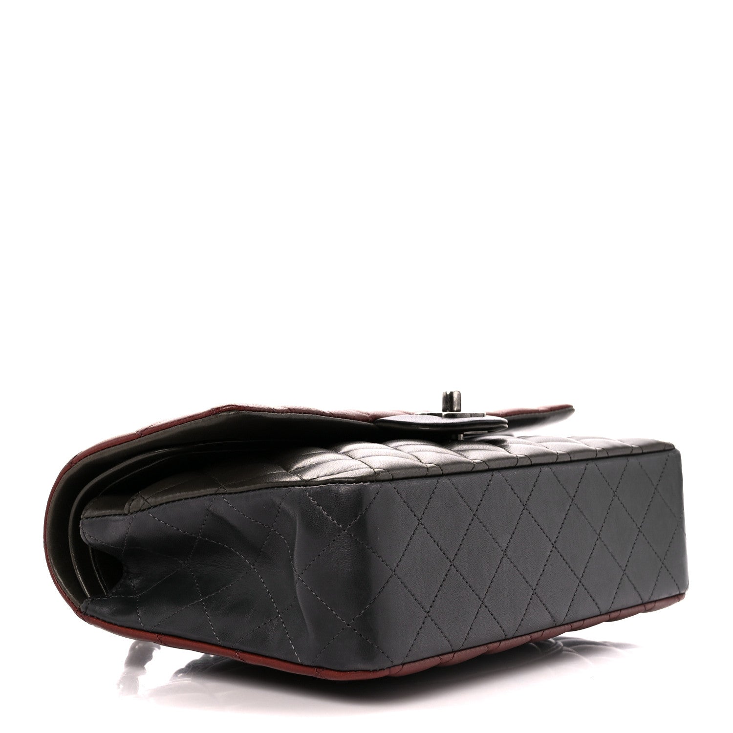 Chanel Lambskin Quilted Tri-Color Medium Double Flap Burgundy 4 of 11