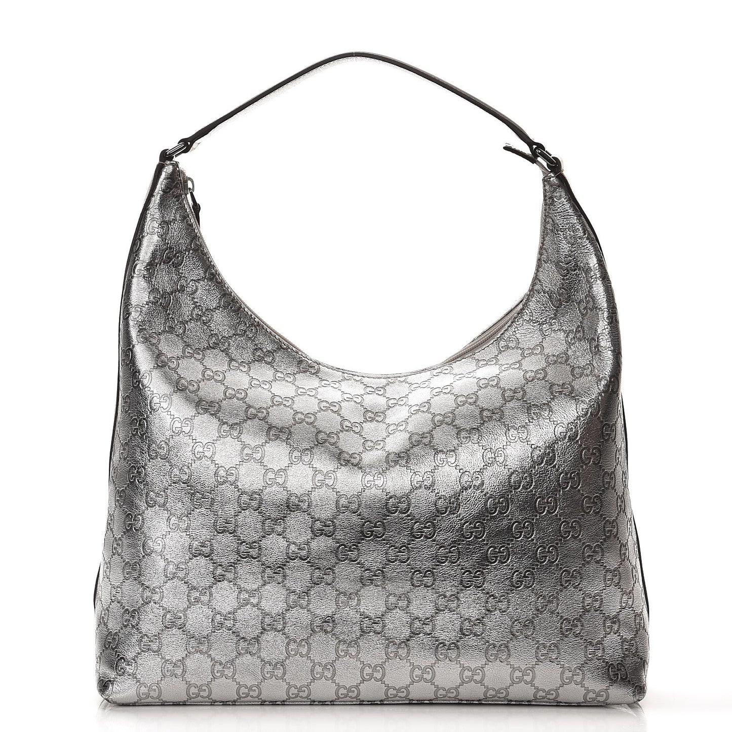 Metallic Guccissima Hobo Silver