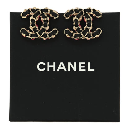 Chanel Lambskin CC Chain Earrings Black Gold Pink 5 of 5