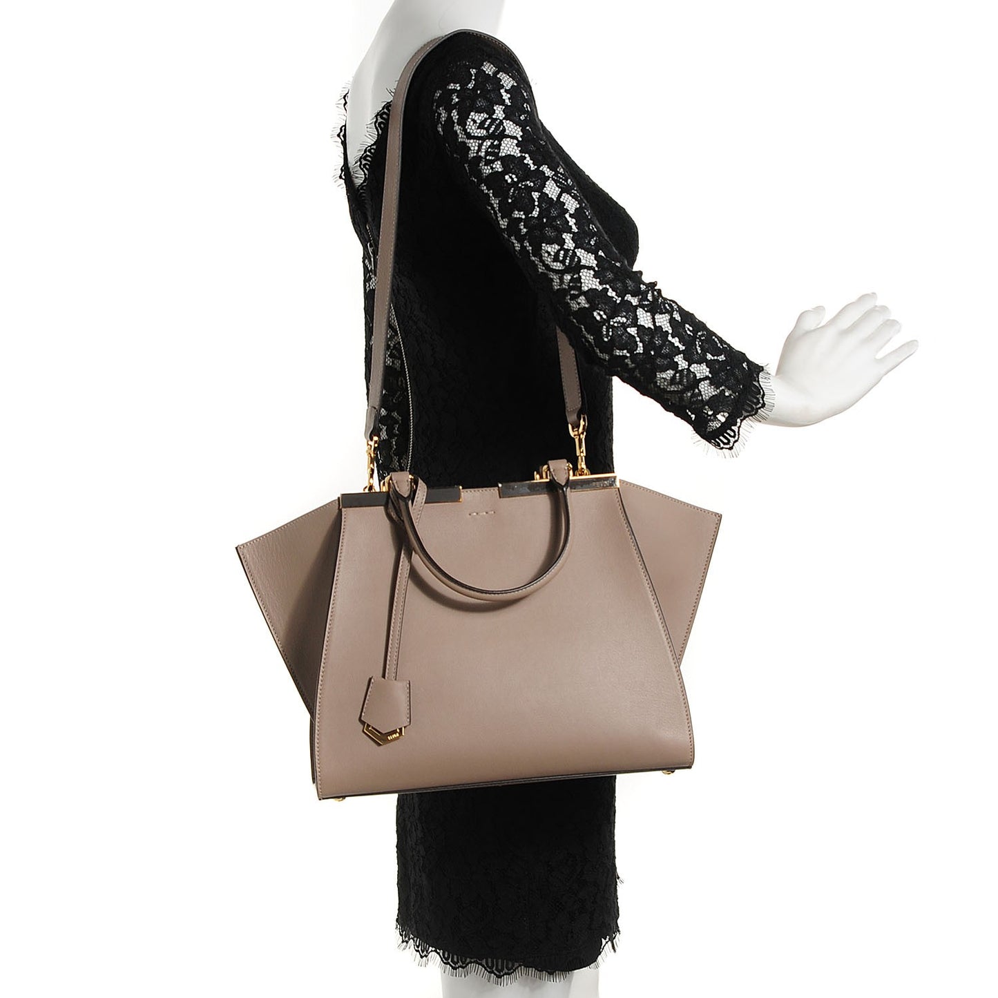 Vitello Dolce Shiny Nappa Petite 3Jours Tote Tortora Emerald