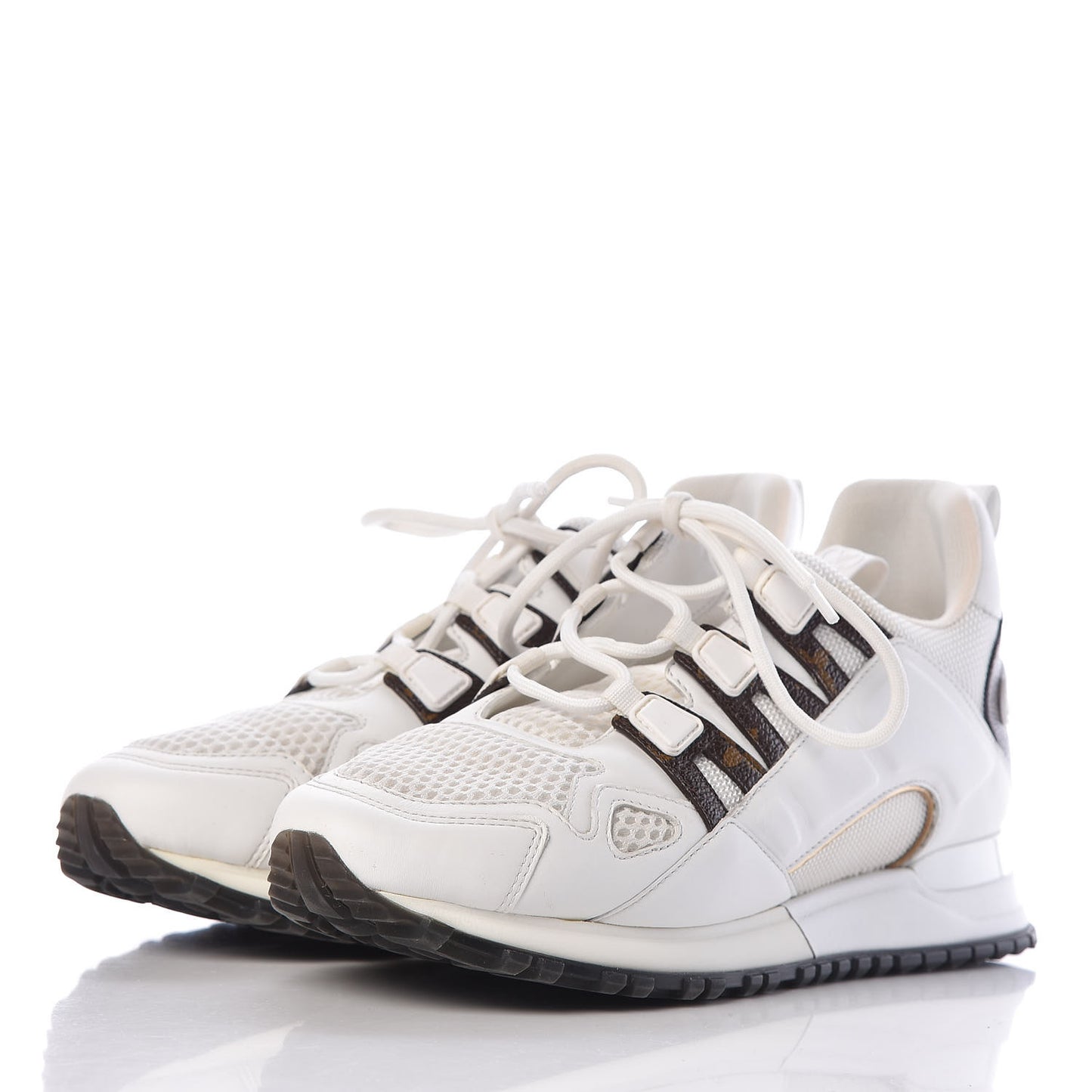 Calfskin Monogram Run Away Sneakers 38 White
