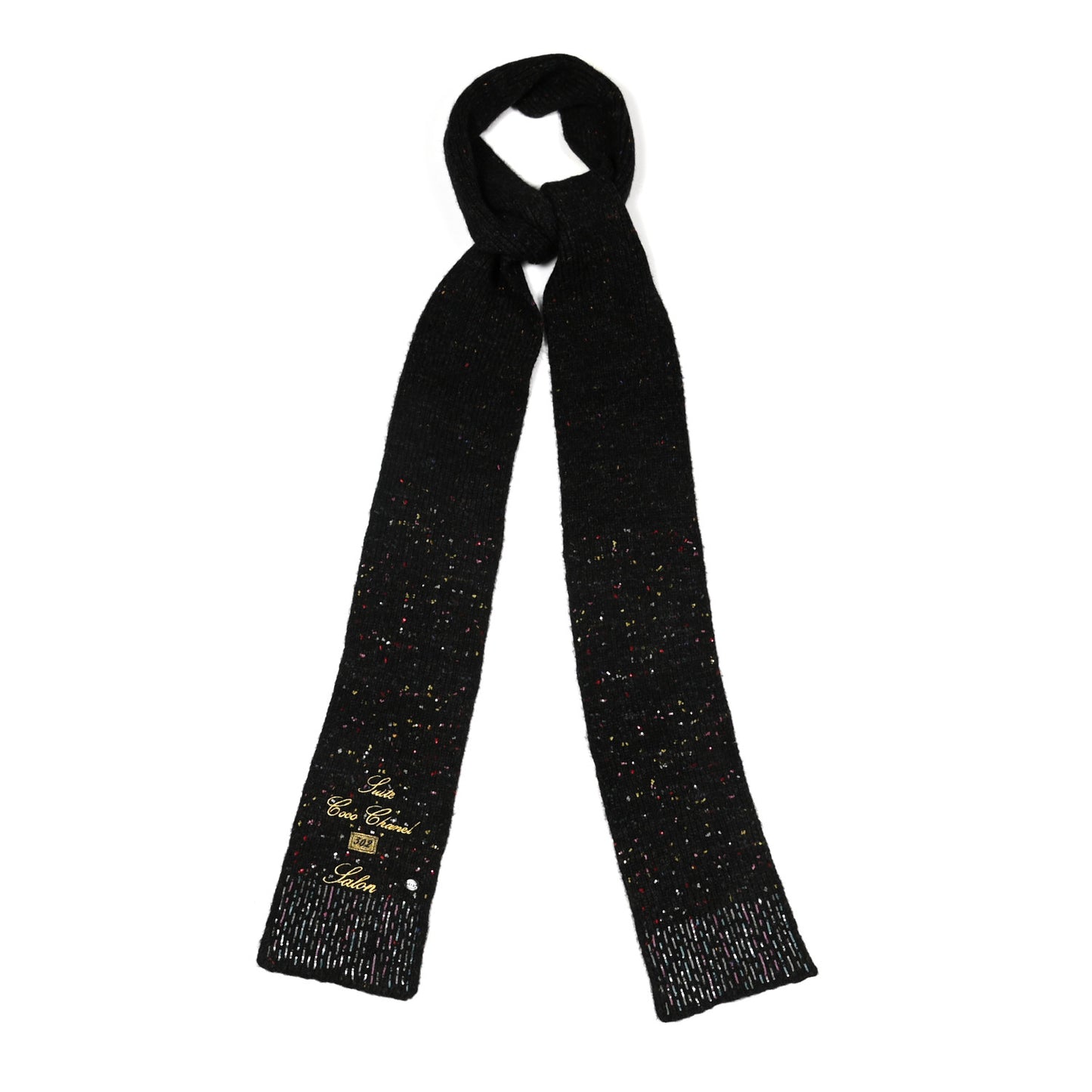 Wool Alpaca CC Coco Chanel Scarf Charcoal Multicolor