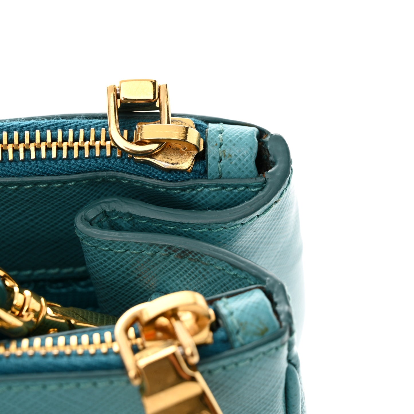 Saffiano Lux Galleria Small Double Zip Tote Turchese